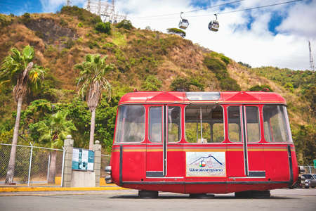 CARACAS, VENEZUELA - May 2022: Cabins of cableway to go up to Humboldt Hotel, Waraira Repano...