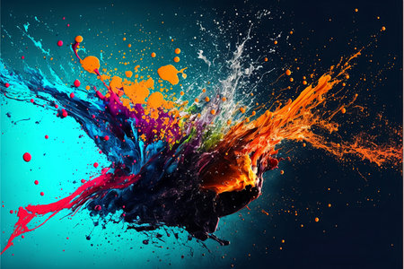 Splash of paint Colorful. Abstract background. Digital Art, colored floating liquid in the trend...