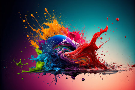 Splash of paint Colorful. Abstract background. Digital Art, colored floating liquid in the trend...