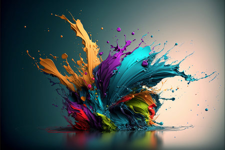 Splash of paint Colorful. Abstract background. Digital Art, colored floating liquid in the trend...