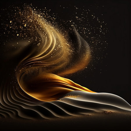 Abstract luxury swirling black gold background. Gold waves abstract background texture. Printの写真素材
