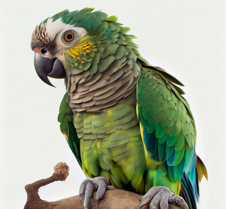 Macao parrot sits on a branch, Macaw in tropical forest. Wildlife scene nature. Concept wildlifeの素材