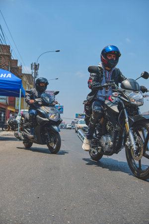 Lima, Peru. 2023. Yamaha test ride, and motorcycle driving instruction and free check at Yamaha...