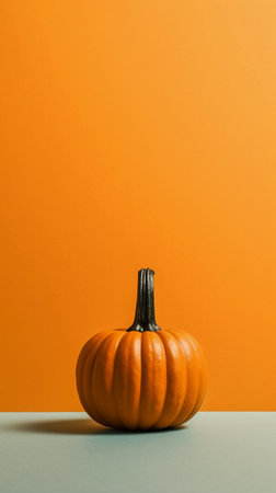 Halloween pumpkin decorations on a yellow background, Template fall harvest thanksgiving halloween.の素材