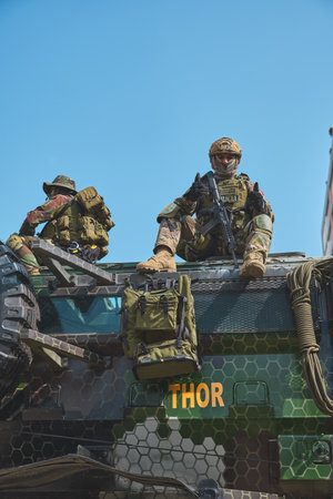 Lima, Peru - July 29, 2023: Close-Up Shots of Peruvian Military and Civic Parade for Independence Day on Av Brasil during National Holidaysのeditorial素材