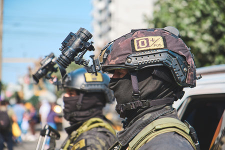 Lima, Peru - July 29, 2023: Close-Up Shots of Peruvian Military and Civic Parade for Independence Day on Av Brasil during National Holidaysのeditorial素材