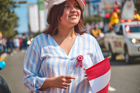 Lima, Peru - July 29, 2023: Close-Up Shots of Peruvian Military and Civic Parade for Independence Day on Av Brasil during National Holidaysのeditorial素材