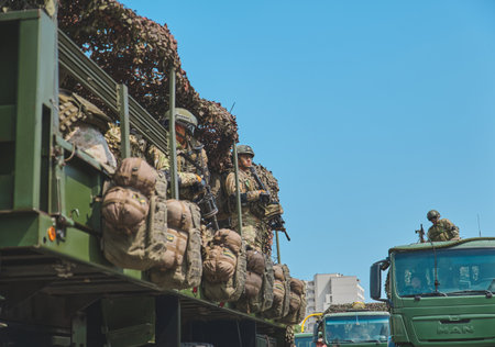 Lima, Peru - July 29, 2023: Close-Up Shots of Peruvian Military and Civic Parade for Independence Day on Av Brasil during National Holidaysのeditorial素材