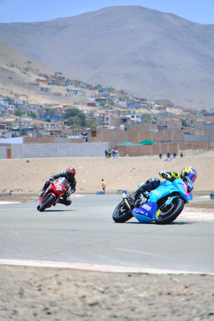 Lima, Peru 2023. Unknown pilots competing in Motopark Santa Rosa CHAMPIONSHIP, Lima, Peru.のeditorial素材