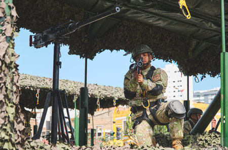 Lima, Peru - July 29, 2023: Close-Up Shots of Peruvian Military and Civic Parade for Independence Day on Av Brasil during National Holidaysのeditorial素材