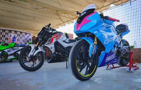 Lima, Peru 2023. Pits repair service in Motopark Santa Rosa CHAMPIONSHIP.のeditorial素材