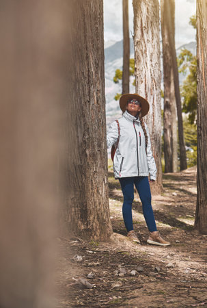 Young woman exploring. travel conceptの写真素材