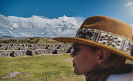 Sacsayhuaman, the former capital of the Inca empire, UNESCO World Heritage Site, Cuzco, Peru, South Americaの写真素材