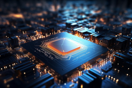 Electronic circuit board close up. Microchipの素材