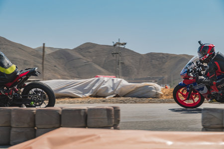 LIMA, PERU. SEPTEMBER 2023. Peruvian Amsoil Cup National motorcycle Championship 2023, La Chutana Motopark in Lima, Peru.のeditorial素材