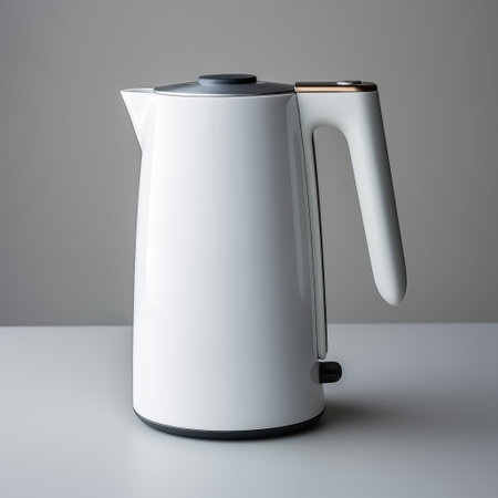 Electric kettle on a gray backgroundの素材