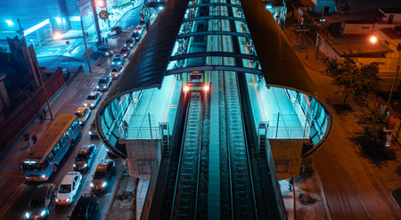 Aerial view Newly built modern metro station