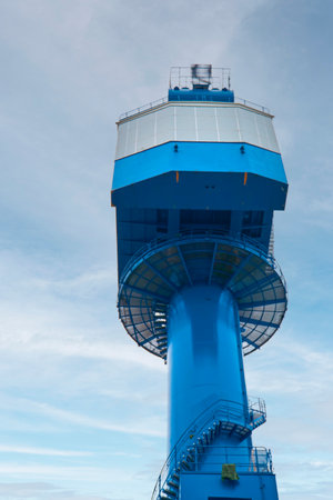 A tall blue structure with the number 13 on itの写真素材