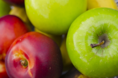 Juicy delicious green applesの写真素材