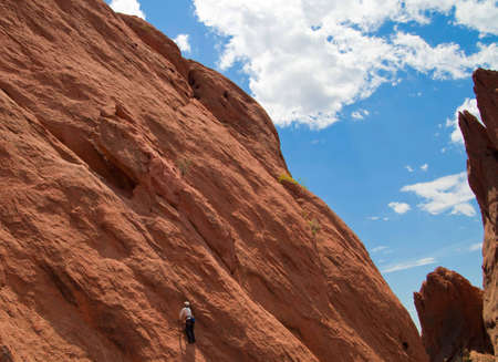 Rock Climbing in Garden of the Gods Park in Coloradoの写真素材