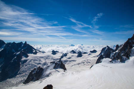 View from the top of Aiguille du Midiの写真素材