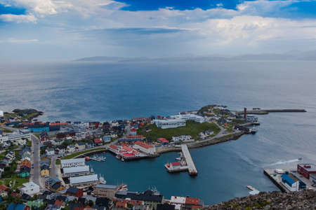 View of Alesund, Norway from an adjacent hillsideの写真素材