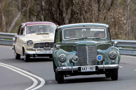 Adelaide, Australia - September 25, 2016: Vintage 1951 Armstrong Siddeley Whitley Sedan driving on country roads near the town of Birdwood, South Australia.のeditorial素材