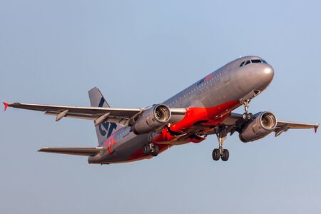 Adelaide, Australia - January 7, 2013: Jetstar Airways Airbus A320-232 airliner taking off from...