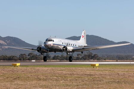 Avalon, Australia - March 2, 2013: Vintage Douglas DC-3C airliner VH-AES in Trans Australian...