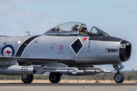 Avalon, Australia - March 2, 2013: Former Royal Australian Air Force (RAAF) Commonwealth Aircraft Corporation CA-27 Sabre jet aircraft.のeditorial素材