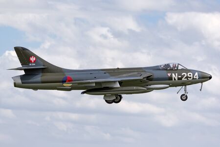 RAF Waddington, Lincolnshire, UK - July 4, 2014: The Dutch Hawker Hunter Foundation Hawker Hunter F.6A G-KAXF.のeditorial素材