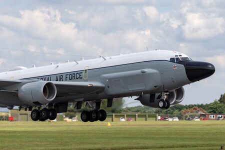 RAF Waddington, Lincolnshire, UK - July 5, 2014: Royal Air Force (RAF) Boeing RC-135W Air Seeker...