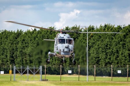 RAF Waddington, Lincolnshire, UK - July 7, 2014: Royal Navy Fleet Air Arm Westland Lynx HMA.8 (WG-13) Anti Submarine Warfare Helicopter XZ726.のeditorial素材