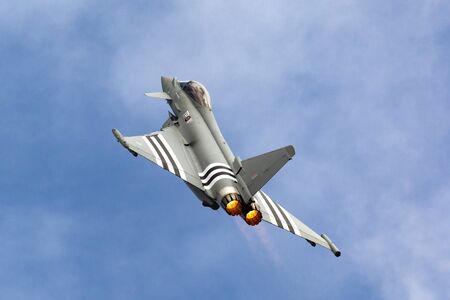 RAF Waddington, Lincolnshire, UK - July 5, 2014: Royal Air Force (RAF) Eurofighter EF-2000 Typhoon FGR4 ZK308 from No.29(R) Squadron based at RAF Coningsby.のeditorial素材
