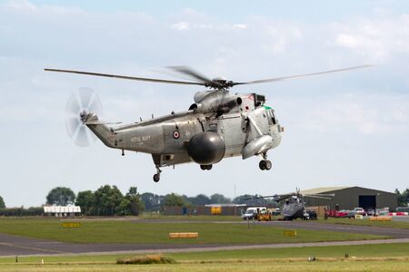 RAF Waddington, Lincolnshire, UK - July 5, 2014: Royal Navy Fleet Air Arm Westland Sea King ASaC.7 airborne early warning and control Helicopter XV707.のeditorial素材