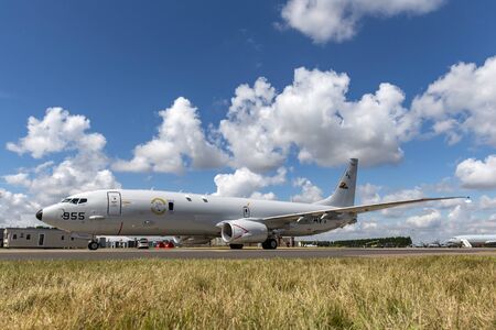 RAF Waddington, Lincolnshire, UK - July 7, 2014: United States Navy (USN) Boeing P-8A Poseidon...