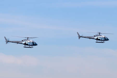 Sydney, Australia - October 5, 2013: Two Royal Australian Navy Aerospatiale AS-350B Helicopers...