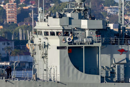 Sydney, Australia - October 5, 2013: HMAS Darwin (FFG 04) Adelaide-class guided-missile frigate of...