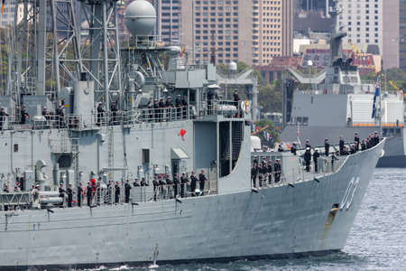 Sydney, Australia - October 5, 2013: HMAS Sydney (FFG 03) Adelaide-class guided-missile frigate of...