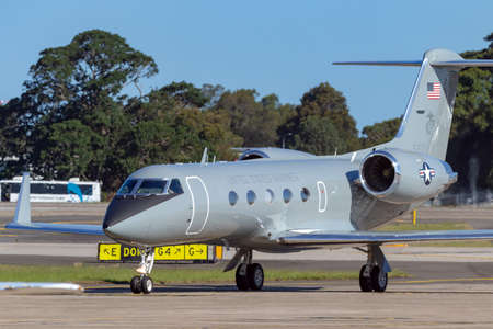 Sydney, Australia - October 4, 2013: United States Marine Corps (USMC) C-20G 165153 taxiing at...