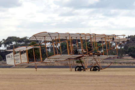 RAAF Williams, Point Cook, Australia - March 2, 2014: Bristol Boxkite vintage aircraft VH-XKT at the...
