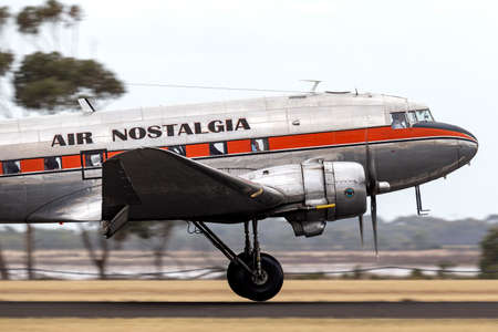 RAAF Williams, Point Cook, Australia - March 1, 2014: Vintage Douglas DC-3 airliner VH-TMQ operated...