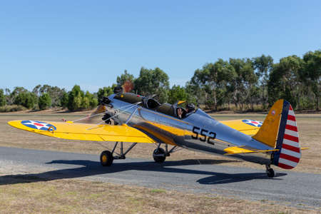 Tyabb, Australia - March 9, 2014: Vintage 1941 Ryan ST3-KR (PT-22) Military training aircraft...