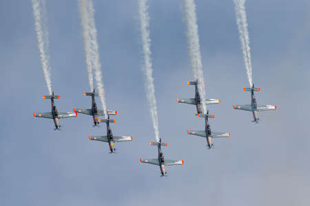 RAF Fairford, Gloucestershire, UK - July 12, 2014: Polish Air Force PZL-Okecie PZL-130 TC-1 Orlik...
