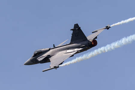 RAF Fairford, Gloucestershire, UK - July 10, 2014: Swedish Air Force Saab JAS-39C Gripen multirole...