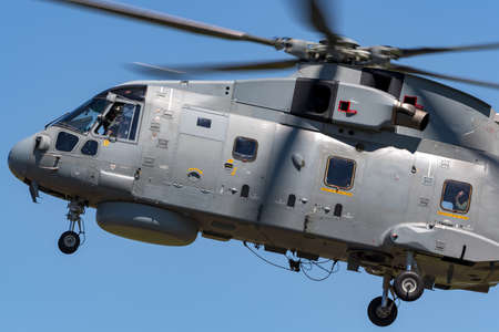 RAF Fairford, Gloucestershire, UK - July 10, 2014: Royal Navy AgustaWestland Merlin HM.2 (EH101) Anti-Submarine Warfare Helicopter.のeditorial素材
