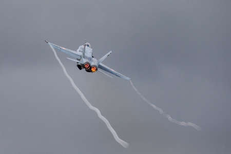 RAF Fairford, Gloucestershire, UK - July 13, 2014: Swiss Air Force McDonnell Douglas F/A-18C Hornet...