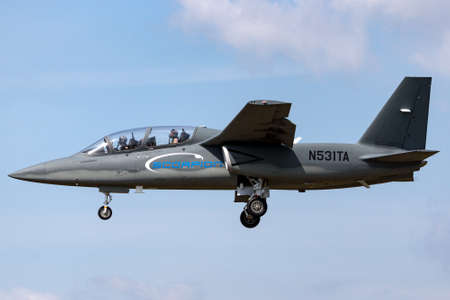 RAF Fairford, Gloucestershire, UK - July 10, 2014: The Textron AirLand Scorpion light attack and...