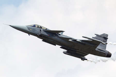 RAF Fairford, Gloucestershire, UK - July 13, 2014: Swedish Air Force Saab JAS-39C Gripen multirole...