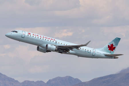 Las Vegas, Nevada, USA - May 8, 2013: Air Canada Embraer ERJ-190 regional airliner jet taking off...